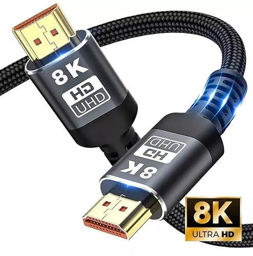 Câble HDMI HD 8K 60Hz / 4K 120Hz - 1,5m (Pour une expérience Ultra HD spectaculaire - Haute vitesse compatible avec Blu-ray/PS4/PS5/Xbox Series X/Switch, Noir)
