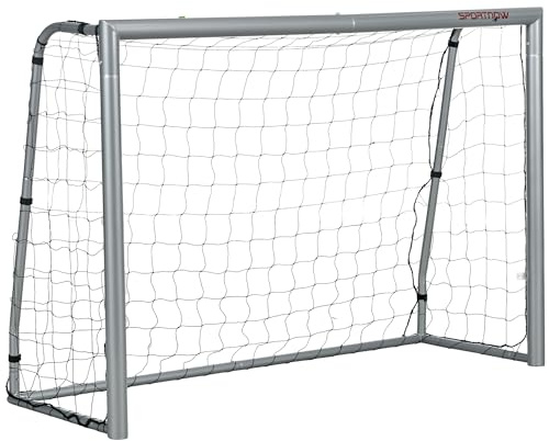 SPORTNOW Porta da Calcio per Giardino con Picchetti 240x85x160 cm Grigia