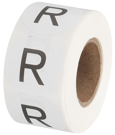 PATIKIL Lettre R Étiquettes d'Inventaire, 1 Pouce Autocollants de Lettres Capitales, Ronds et Auto-Adhésifs (1Rouleau/Total 500Pcs) pour Bureau, Stockage