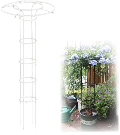 Rankgitter für Kletterpflanzen, Blumen und Ranken, vertikaler Regenschirm, Glyzinie, Outdoor, Blumenstütze, Käfigständer, Weiß, 210 cm