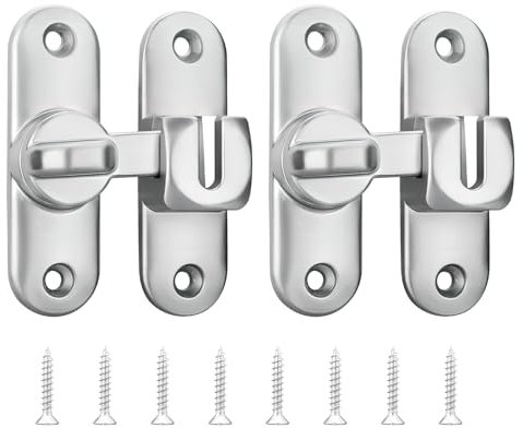 Flip Sliding Barn Door Lock,90/180 Degree Sliding Door Lock Latch Small Latch Anti Theft Door Lock Flat Lock Door Bolt Opening Door Hardware Accessories for Barn Door,Pet Door,Kitchens,Bathrooms