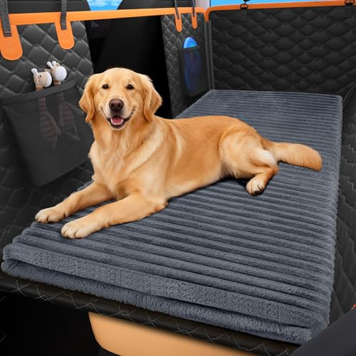 FURTIME Backseat Pet Bed Mat, Non-Slip Dog Bed for Car Back Seat, Washable Travel Pet Mat with Removable Cover, Dog Seat Covers Protector Fit for Backseat Extenders and Trucks SUVs, 54x 24.8, Grey