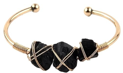 Armband med naturlig ametist och rosa kristaller | Rå sten, grön dongling, grus | Öppen design for alla storlekar(Color4)