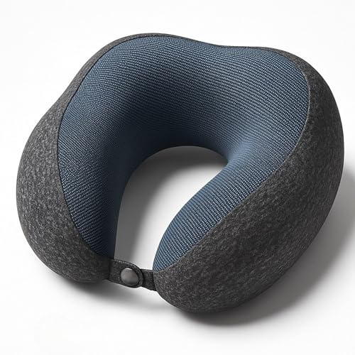 DREAM HAVEN Cuscino da Viaggio Memory Foam – Supporto Ergonomico per Collo e Cervicale, Federa Traspirante, Compatto e Morbido, Ideale per Aereo, Treno, Auto – Con Chiusura Anteriore
