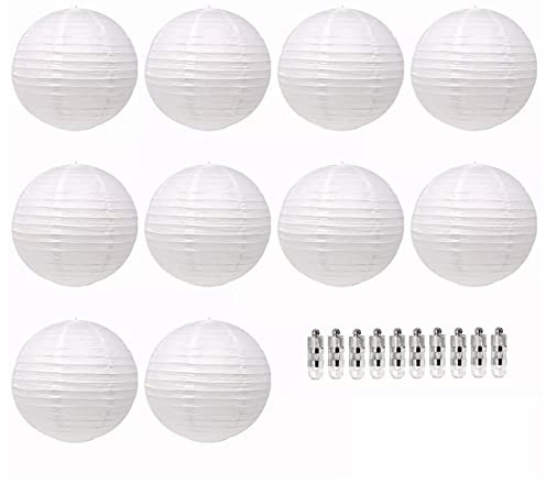 Tosuny LED Papperslyktor String 10-pack |Vit Kinesisk Dekorativ Rund