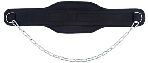 Ceinture de musculation avec chaîne de 90 cm, ceinture de dips pour tractions, ceinture de poids à double couche, anneau en D pour chargement rapide, entraînement de force