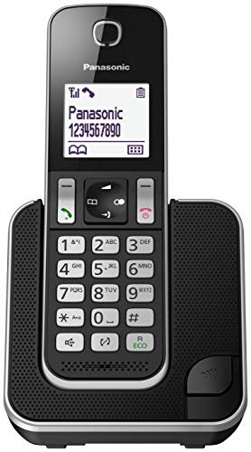 Panasonic KX-TGD310SPB Teléfono fijo inalámbrico(LCD, Identificador de llamadas, Agenda de 120 números, bloqueo de llamada, Modo ECO, Reducción de ruido), Negro