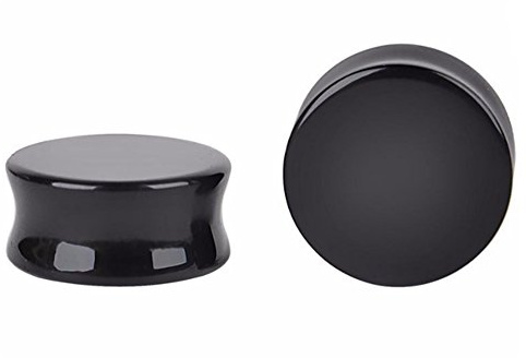 HQLA 1 Pair Natural Obsidian Stone Double Flared Flesh Tunnels Ear Plugs Gauges Stretcher Expander (1(25mm))