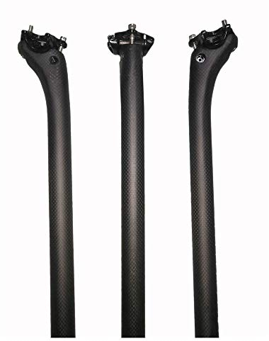 ROADNADO Sattelstütze Carbon Fiber Fahrrad SeatPost Ultraleichte Carbon Bike Post Matte 25.4 / 27.2 / 31.6 mm * 350 / 400 mm Verstellbare versetzte Sattelstütze für MTB Rennrad BMX Sattelrohr