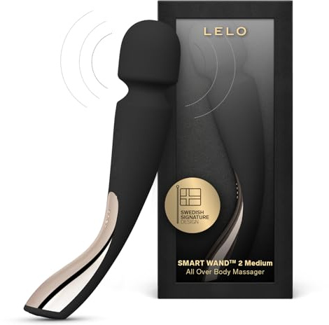 LELO Smart Wand 2 Medium Personal Wand Massager Tension Releasing Muscle and Body Massager, Waterproof Rechargeable Wand Vibrator, Personal Vibrator Wand for Her, Black