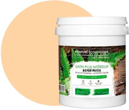 BOX DECO COULEURS Peinture murale naturelle écologique aspect satin intérieur Natura - 1 L, Beige Nude