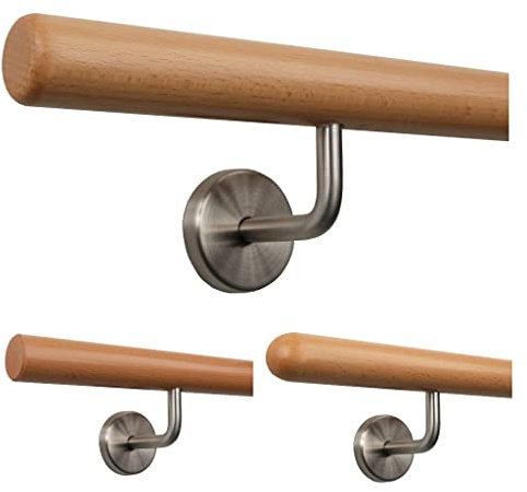 TIBU Handlauf Holz Buche Ø 35 mm Geländer Treppe 0,3m - 5m, Länge 40 cm und Enden Radius gefräst