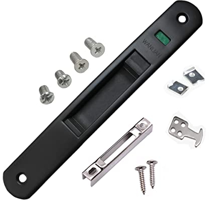 WANLIAN Serratura per porta, porta scorrevole, porta scorrevole e finestra, chiusura a filo in vetro, porta mobile, chiusura a scatto per la casa (Nero)