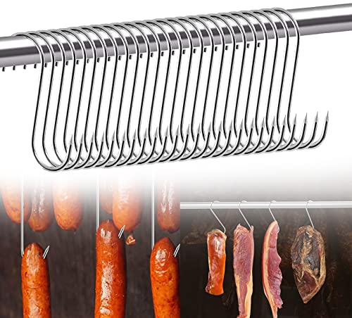 Bogoro Gancho en Forma de s,25 Piezas Ganchos de Carnicero,Ganchos para Carne,Acero Inoxidable Ganchos de carnicero,para Colgar Carne Jamon Embutidos Tocino(3 * 15cm)