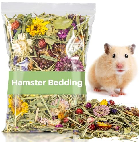 Sukh 150G Hamster Bedding - Flowers & Herbs Odor Control Dwarf Gerbil Robo Katy Habitat Decor Hamster Forage Gerbils Mice Lemmings Degus or Other Small-Sized Pets