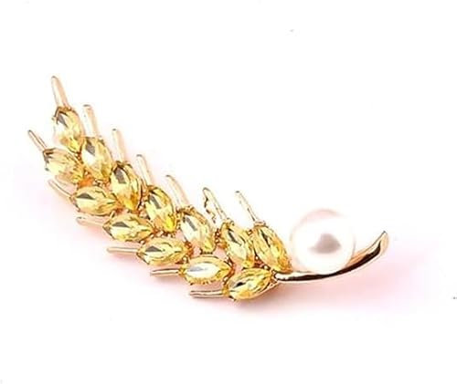 chenxiaonan Broche élégante et tendance en perles de blé - Bouquet de fleurs - Broche dorée - Bijou pour homme et femme - Cadeau pour mariage, fête, anniversaire, banquet, Métal