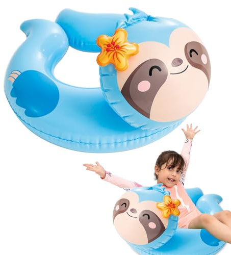 Uppblåsbara poolflottar för barn i åldrarna 2–6, simmande tvättbjörn 21½ tum (55 cm) gummiring poolflottar simbassängsleksaker för barn, badring med svansar för pojkar flickor sommar strand