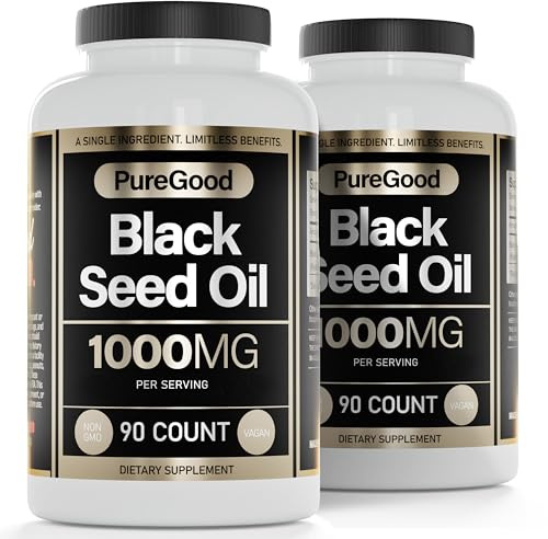 2 Pack - Black Seed Oil Capsules, 500 Mg, Cold Pressed High Potency Digestive Aid, 90 Count 100% Non GMO Pure Black Cumin Seed Oil Capsules