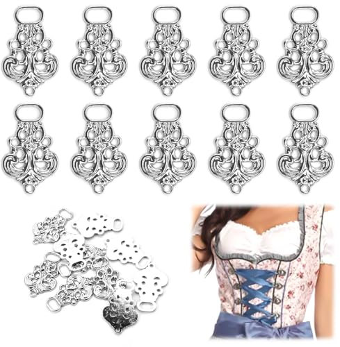 10 Stück (5 Paar) Dirndl Knöpfe, Trachten Knöpfe, Durchbrochene Schnalle für Dirndlschürze, Dirndl Schnalle Schürzenschließe Dirndl für Trachtennähen, Trachtenknöpfe für Trachtenröcke, 33 x 21 mm