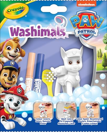 CRAYOLA Paw Patrol Washimals Einzelpackung | Sammeln Sie 1 von Chase, Marshall, Skye, Rubble, Rocky oder Zuma, inklusive 2 waschbaren Markern und Pinsel, Kinder ab 3 Jahren