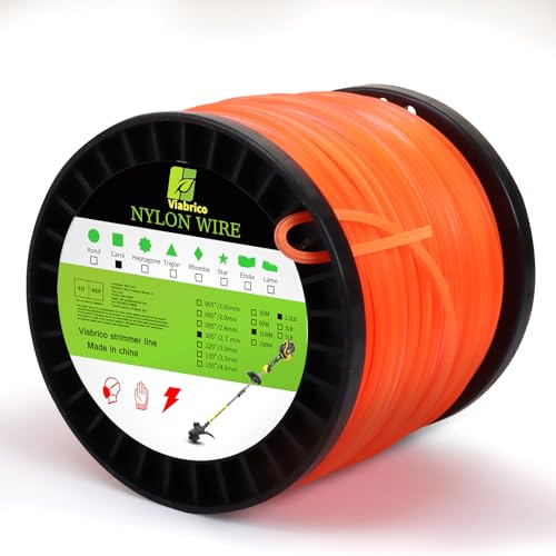 Viabrico Filo per Tagliabordi Resistente 2,7mm, filo per tagliabordi a benzina, 2,7mm-100M-2,2kg-Bobina