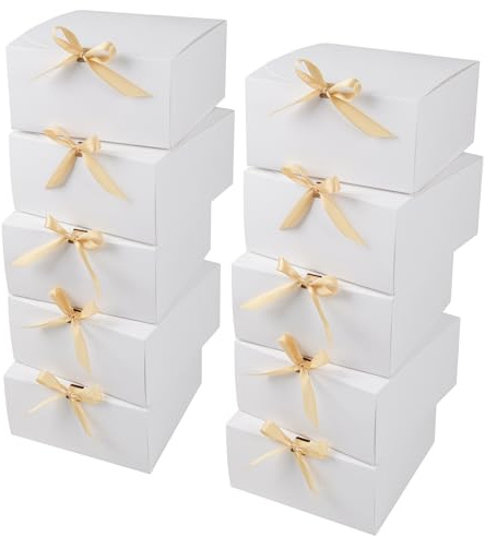 GXFCING Scatola Regalo con Coperchio, Grande Scatola Bomboniera 20x20x10 cm, Scatole Cartone Bianca per Matrimonio, Compleanno, Festa di Natale, Confezione Regalo, 10 Pezzi
