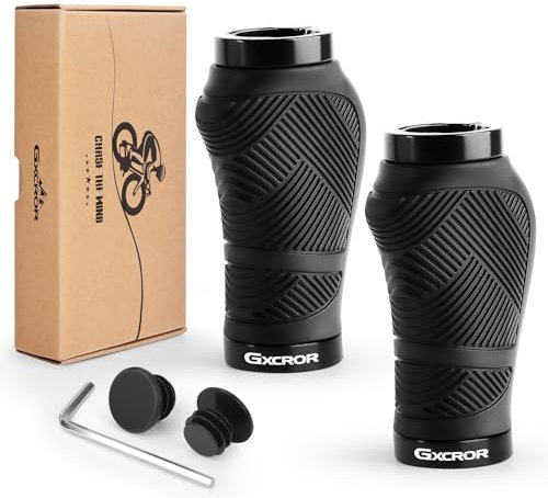 GXCROR Ergonomic Bike Handlebar Grips, Double Lock, Non-Slip Rubber, Universal 22.2mm, for MTB E-Bike