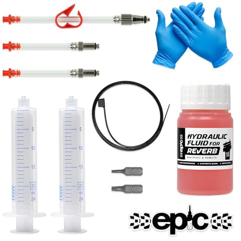 epic Entlüftungsset für RockShox Reverb, passend für alle Reverb-Sattelstützen und Fernbedienungen (xLoc, 1X, Stealth), 100 ml Hydraulikflüssigkeit im Lieferumfang enthalten (100 ml