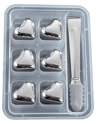 Ice Block for Water Bottles | Reusable Cooling Stones Drinking - Stainless Steel Heart Shape High Cooling Tech Refrigeration Rocks for Fast Freezing