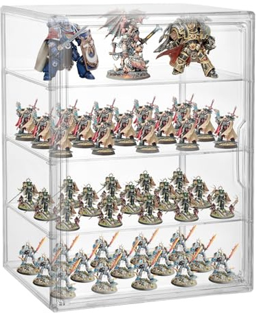 Clear Acrylic Miniature Storage Case for Collectibles Stackable Miniature Carrying Case Transport Action Figure Display case with Magnetic Door for Death Guard 40k Warhammer 40k Miniatures