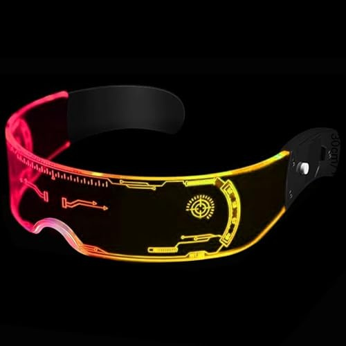 OFKPO LED Light up Glasses, Futuristic Visor Glasses, Neon Glasses Party, Glow in the Dark for Adults Rave Party Set