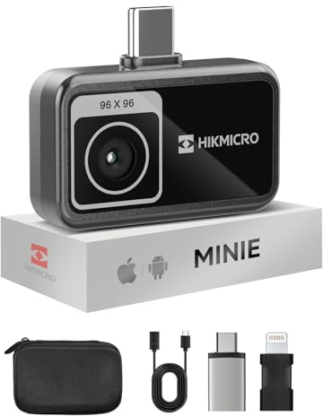 HIKMICRO Minie Wärmebildkamera - iOS/Android, 192×192 SuperIR Bildverbesserung, 25Hz, für Smartphone/Tablet, USB-C/Lightning(unterstützt iPhone 15/16)
