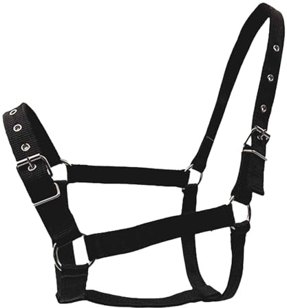 Milageto Harnais Licol pour Cheval, équipement d'entraînement et Fournitures équestres Ajustables pour Les de Concours hippiques, Les, Noir