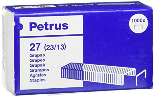 Petrus agrafes, Pour agrafer jusqu'à 100 feuilles, long de 13 mm, 1000 agrafes, Modèle 26 (23/13), 55720