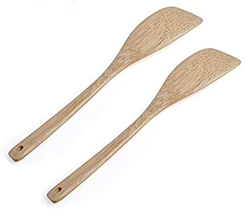Ecloud Shop 2 st professionella non-stick träspatel trä vändare matlagningsverktyg köksredskap miljövänliga och säkra köksredskap