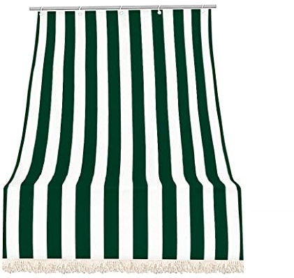 IlGruppone Tenda da Sole Tessuto Resistente per Esterno, Terrazzo, con Anelli Lavabile Frange Pizzo, da Balcone - Verde - 140x300 cm