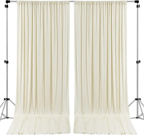 AK TRADING CO. Gardiner i polyester, 3 x 3 m, elfenbensvit, draperier, paneler, med stångfickor, bröllopsceremoni, fest, hem och fönsterdekorationer