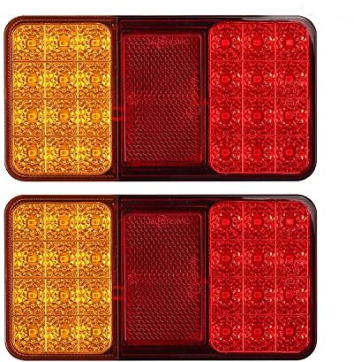 Justech 2pcs Feux Arrières LED E-Marqué Clignotant de Position Stationnement avec 2*18 LEDs Feu Position LED Étanche Feux de Frein Arrière 12V Universel pour Remorque Véhicule Caravan Camion Tracteur