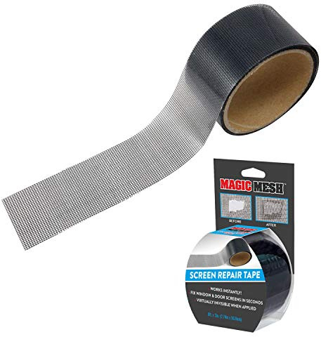 Magic Mesh Screen Repair Tape| Strong Adhesive, Instantly Mend & Repair Holes and Tears in Screen Windows, Doors, RVs & More | Size 9' x 2' (Pack of 1)