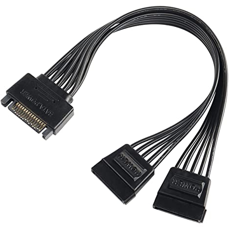 Câble adaptateur répartiteur d'alimentation SATA en Y 15 broches SATA mâle vers double femelle pour disque dur HDD SSD 22 cm