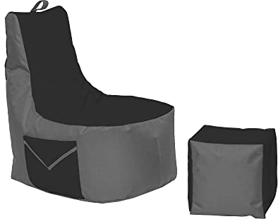 Momiralland Big Gamer Sitzsack mit Lehne Sitzkissen Beanbag BodenKissen Sessel In- & Outdoor geeignet Gaming mit PC Xbox & Playstation (Anthrazit - Schwarz)