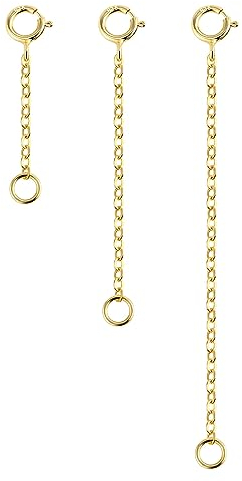 LANCHARMED Kettenverlängerung Gold, 3 Stück Verlängerung Kette Gold Verlängerungskette Verlängerung Für Halsketten Für Halskette Armband Fußkette Für Die Schmuckherstellu