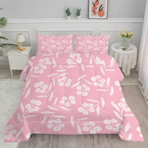 Linfye Bettdecke 155x220 4 Jahreszeiten Rosa Blumen Bettbezug Ganzjahresdecke 155x220 Bettdecke Waschbar Bettdecke Ohne Bezug Nutzbar Mikrofaser Steppdecke Schlafdecke BC416