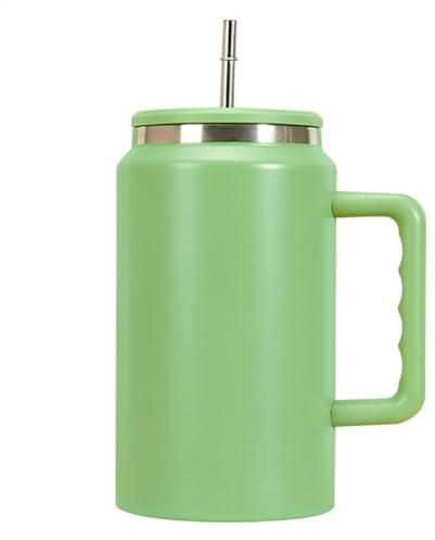 Qkbuza 5 oz tumlare med handtag – mugg med sugrör handtag för drycker med hög kapacitet | hög kapacitet håll kall isolering sugrörsmugg för drycker juice öl kaffe mjölk