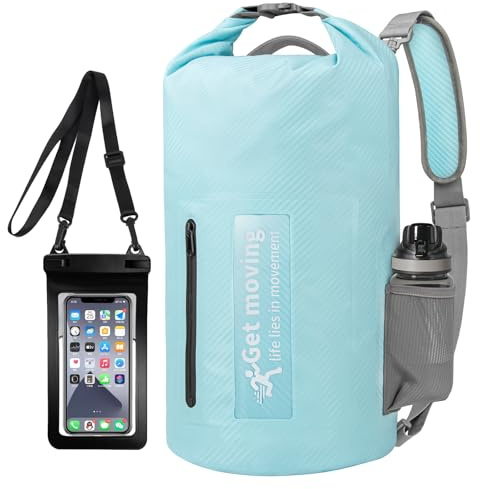 ENONEO Borsa Impermeabile 20L Waterproof Dry Bag Roll Top Grande Sacche Stagne Impermeabili Zaino Sacca Impermeabile Mare con Tracolla Regolabile per Campeggio Kayak Pesca Rafting Ciclismo Moto