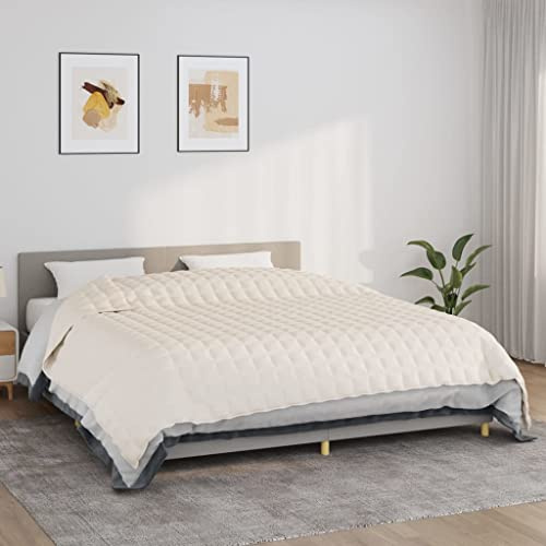 Gecheer Coperta Ponderata Crema Chiaro 235x290 cm 11 kg Tessuto,Coperta 100% Cotone,Coperta ponderata per Adulti e Bambini,Coperta Pesante,Coperta per Letto,Divano,Rilassante,P350768