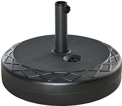 Outsunny Pied de Parasol Rond, Socle Parasol extérieur à remplir avec 30 kg d'eau / 40 kg de Sable, pour mât de Ø 38 et 48 mm, Base de Parasol pour Jardin Patio terrasse, Ø 55 x 38 cm, Noir
