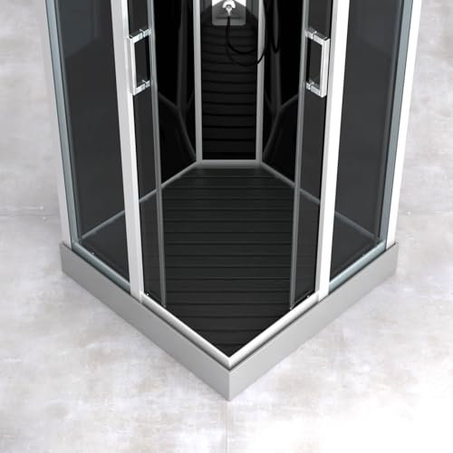 Rejilla de madera compuesta gris para cabina cuadrada, 75 x 75 cm