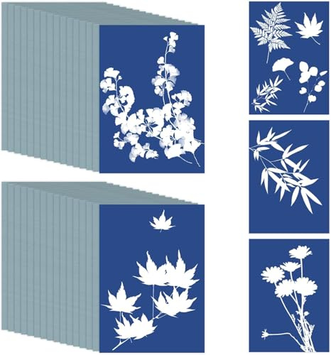 35 Pezzi Carta Cianotipica, Alta Sensibilità Carta per Stampa Solare Photosensitive Paper per Bambini Adulti Artigianato Fai-Da-Te (A6, 10,5x14,8cm)