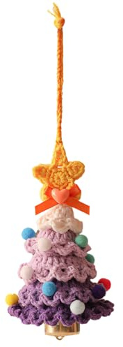 Campana de árbol de Navidad Tejida a Ganchillo, decoración navideña Colgante Tejida con Campanas Doradas, Colgante navideño para Puertas, Ventanas, Coronas, Fiesta